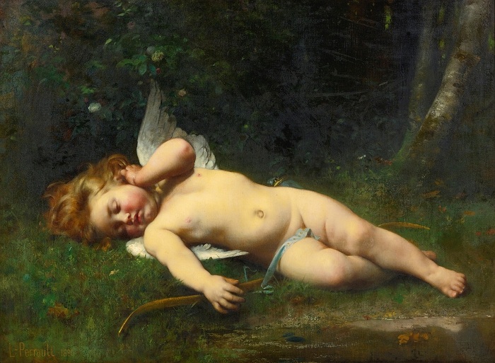 Спящий херувим (Sleeping Cherub). (1880). Автор: Leon Bazile Perrault.